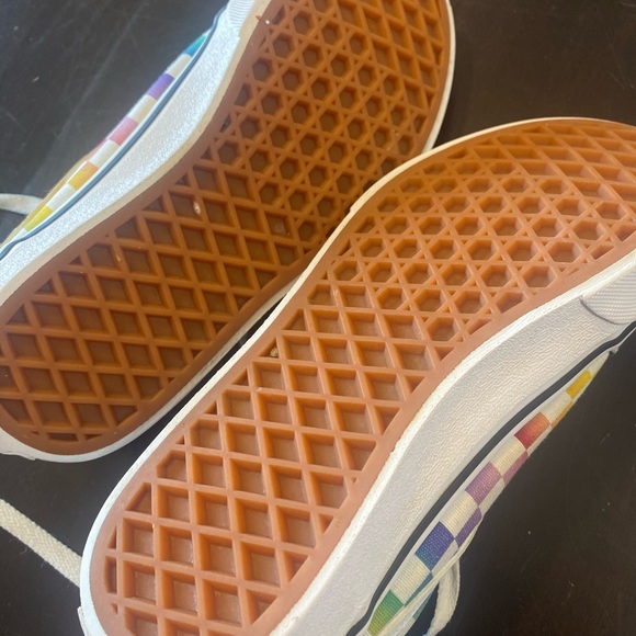 Rainbow Checkered Vans Size 2 kids - Picture 4 of 7